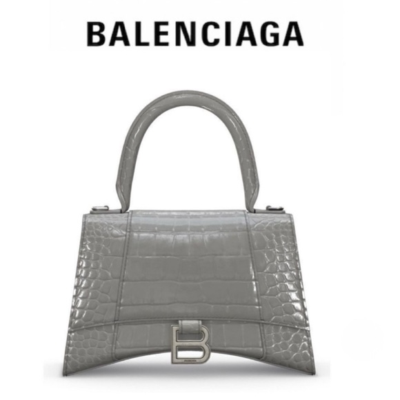 Balenciaga HOURGLASS SMALL CROCODILE EMBOSSED Crossbody Top Handle Shoulder Bag - Picture 3 of 13